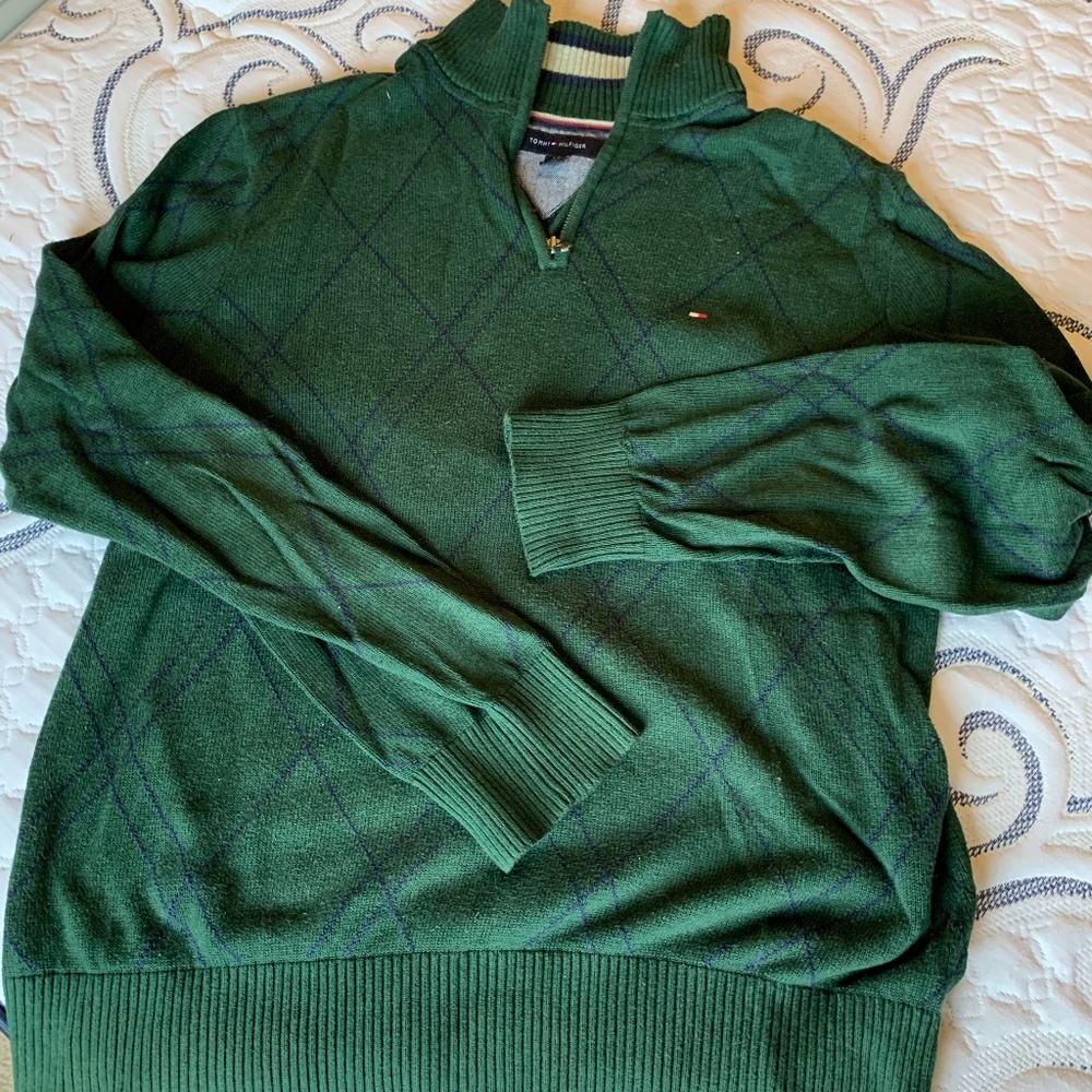 Tommy Hilfiger zip neck cotton sweater size Large